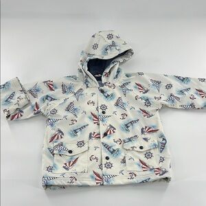 Powell craft jacket Nautical Print Kids rain jacket 2-3 years sailboat/lighthous